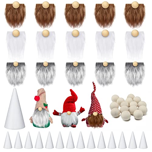 60 Pcs Gnome Craft Kit with Foam Cones