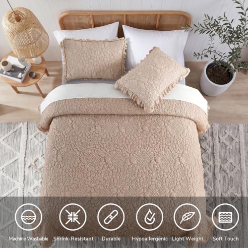Pinkish Grey Ruffled Quilt Twin Size