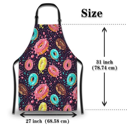 Chef Apron for Men Donuts Women Aprons for Kitchen Cooking Restaurant BBQ Painting Crafting 27”