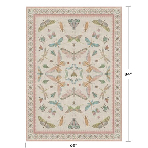 Butterfly Area Rugs 5x7 for Baby Nursery (35 Sq Ft)