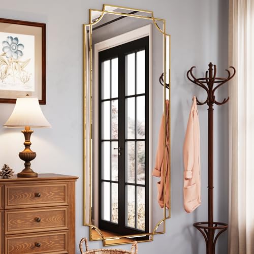 30"x70" Gold Foil Scalloped Edge Decorative Full Length Mirror