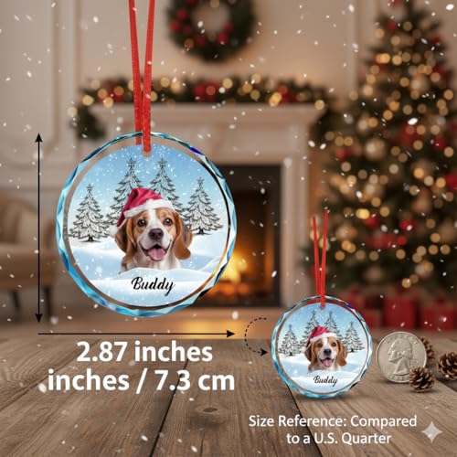 Personalized Pet Memorial Gift 2025 Custom Photo Crystal Christmas Ornament in Loving Memory of Dog