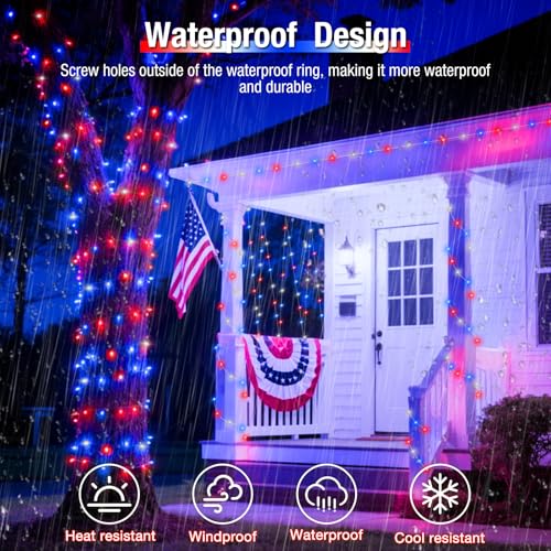 4 Pack Red White and Blue Solar Fairy Lights (4 Count)