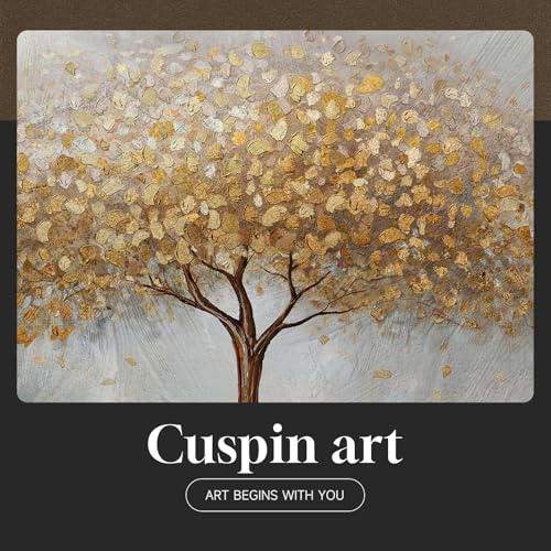 Large Framed Modern Gold Tree of Life Wall Art for Living Room