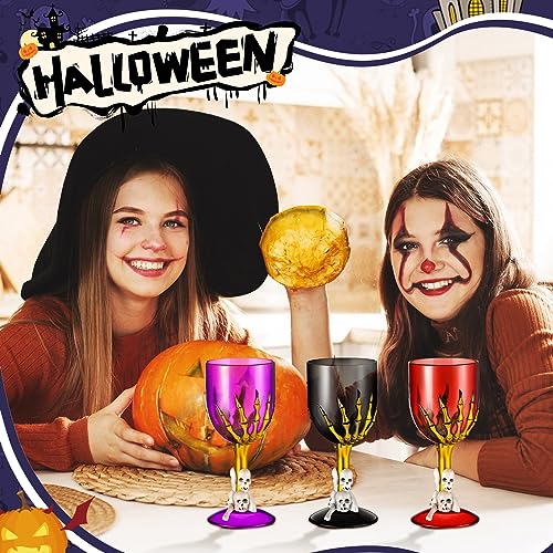 24 Pcs Halloween Plastic Goblets Gothic 3D Skull Wine Cups 10 oz (24 Count)