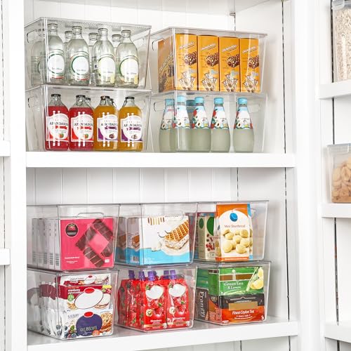 10 Pack Clear Stackable Storage Bins with Lids and Handles (10 Count)