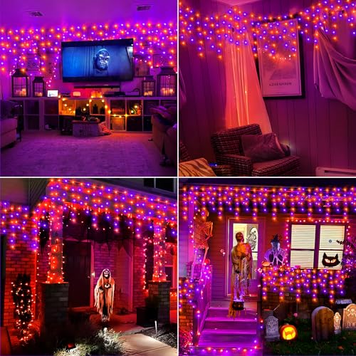 33FT 400 LED Orange Purple Halloween Lights Outdoor for Decorations