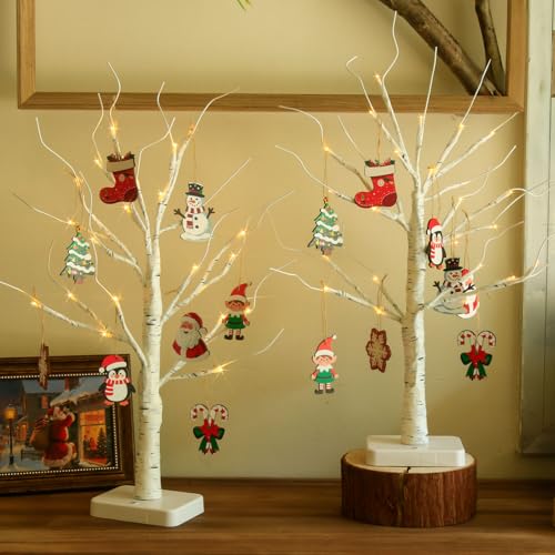 Lighted Birch Tree with Ornaments (2 Count)