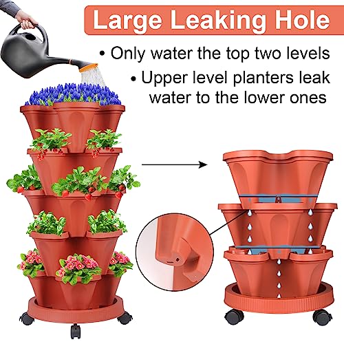 Stackable Planters 5 Tier Vertical Garden Planting Tower Planters Strawberry