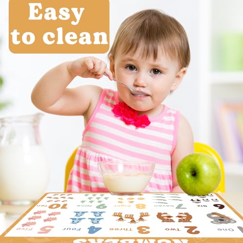 Educational Placemats Set of 6 Boho Kid Plastic Table Mat 17×13×0.04in (6 Count)