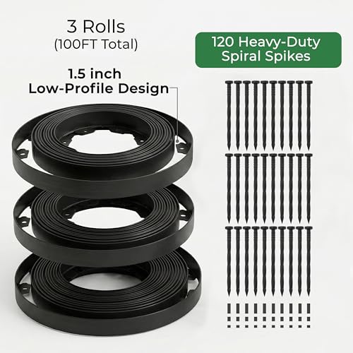 1.5" x100' Landscape Edging Kit with 120 Spikes