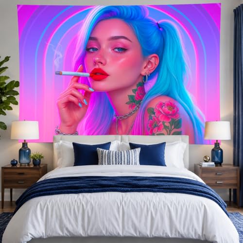 Black Light Tapestry 78x59 Inch Emo Y2K Room Decor