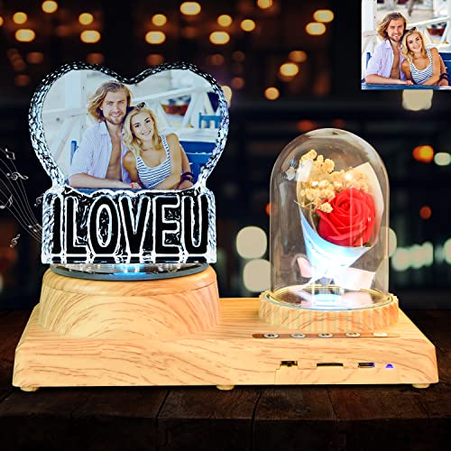 Personalized Heart Night Light 3D Crystal Lamp Custom Photo Picture Engraved