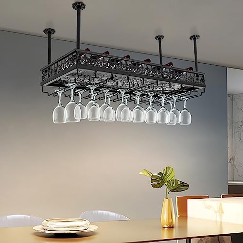 Hanging Wine Rack with Glass Holder