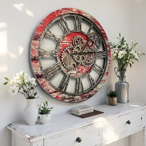 The Gears Clock The Original Real Moving Gear Wall Clock Vintage Industrial Oversized Rustic Farmhouse