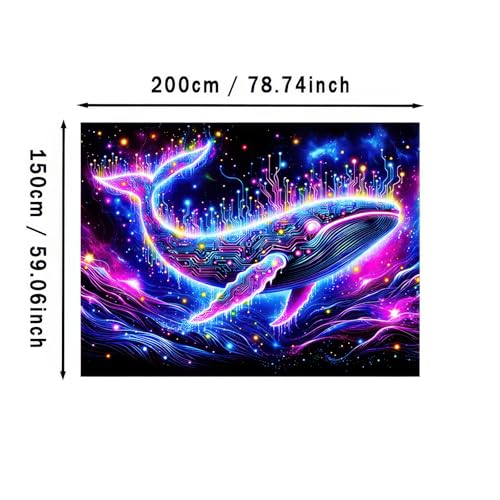 Blacklight Tapestry Cosmic Whale Neon Wall Art 78 x 59 Inch