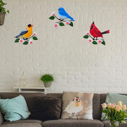 Metal Bird Wall Art Decor 3D Outdoor Sculpture Hanging Decor (3 Count)