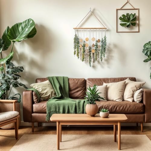 Artificial Eucalyptus Wall Decor Fake Greenery Leaves Stems Home Decor Wall Hanging Plants Boho Rustic Farmhouse Decor for Bedroom Kitchen Dining Room Livingroom Bathroom Livingroom