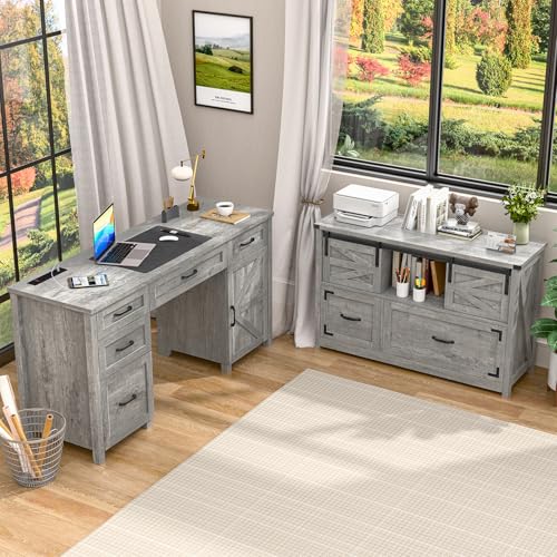 Lateral File Cabinets 2 Drawer with Sliding Barn Doors