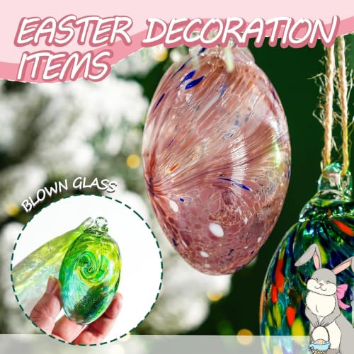 6PCS Blown Glass Egg Ball Ornaments Hanging Crystal Eggs Decorative Gifts (6 Count)