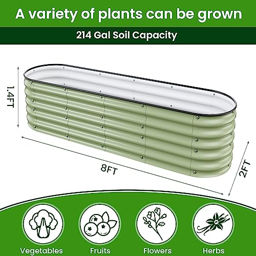 8 X 2 X 1.4 Ft Galvanized Raised Garden Bed