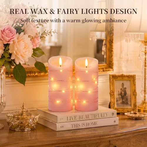 Flameless Candles with String Lights (2 Count)