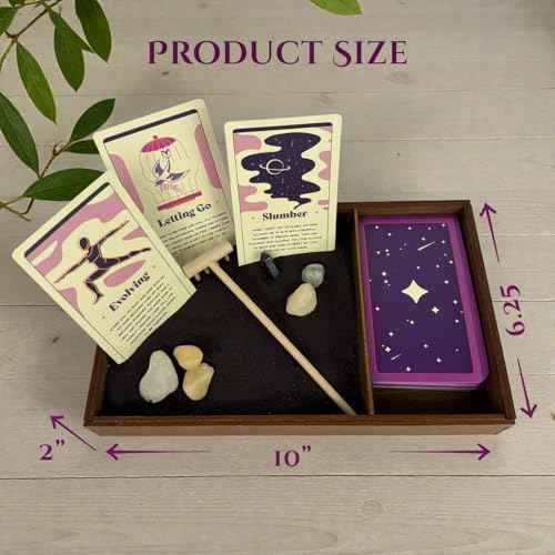 Wooden Zen Garden with Daily Affirmation Cards for Women and Men