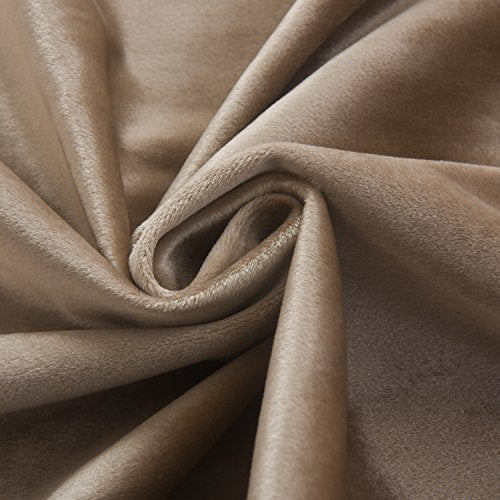 Super Soft Luxury Velvet Curtains Set of 2 Sand Color Room Darkening Blackout Drapes Drapery Cream 52 Inch Wide by 63 Inch Length with Grommet Sand
