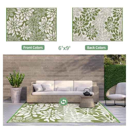 Outdoor Rug Waterproof for Patio Decor (54 Sq Ft)