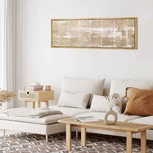 Large Framed Canvas Print Wall Art Beige White Abstract Antique Retro Fine Art Illustrations Decorative Colorful for Bedroom