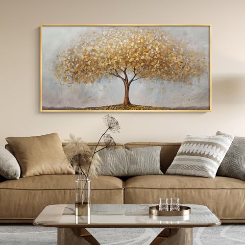 Large Framed Gold Tree of Life Wall Art for Living room