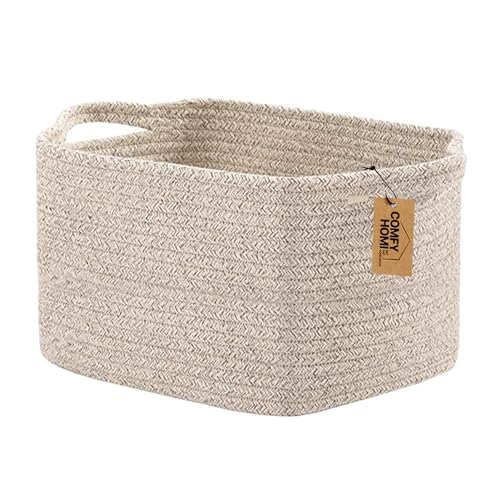 Cotton Rope Woven Basket with Handles for Shelves
