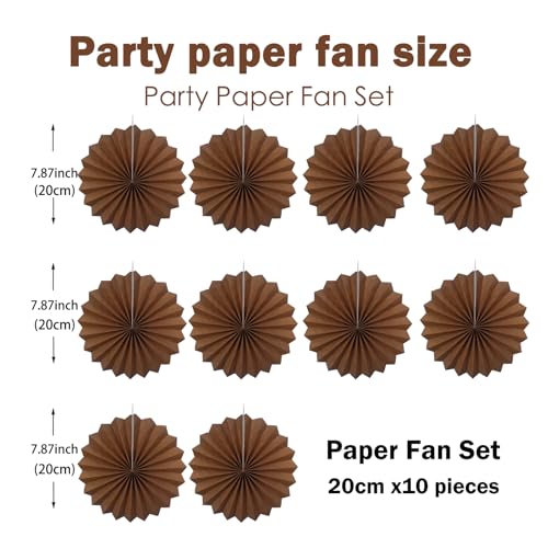 Brown Party Decorations Brown Hanging Paper Fan Set DIY 8 inch