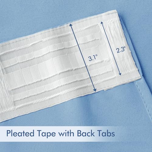 Sky Blue Back Tab Blackout Curtains 52x102 Inch Long 2 Panels Set (2 Count)