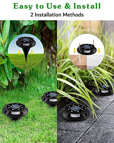 Solar Ground Lights Uplight Sidelight Waterproof 12 Pack White (12 Count)