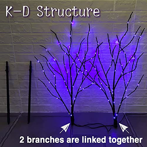 Halloween Lighted Branches with Timer 100 LED Purple Fairy Lights 32IN