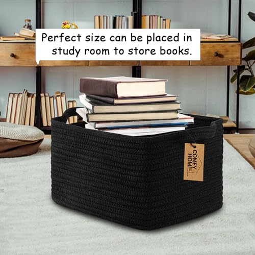 Cotton Rope Woven Basket with Handles for Shelves