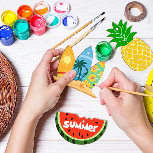 80PCS Wooden Summer Ornaments to Paint