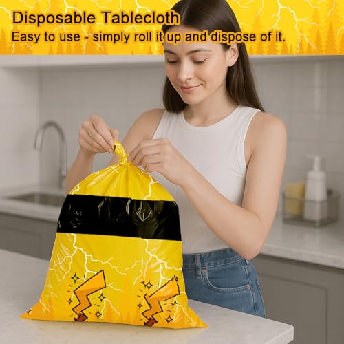 3 Pack Yellow Cartoon Plastic Birthday Tablecloths (3 Count)