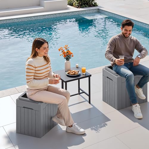 30 Gallon Resin Deck Box 2 Pack Outdoor Indoor Waterproof Storage Box for Patio Furniture Pool Accessories Storage for Cushion Garden Tools