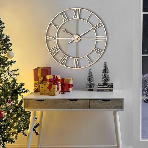 Large 30 Inch Gold Wall Clocks for Living Room Decor