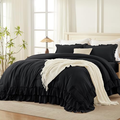Black Ruffle Comforter Set King