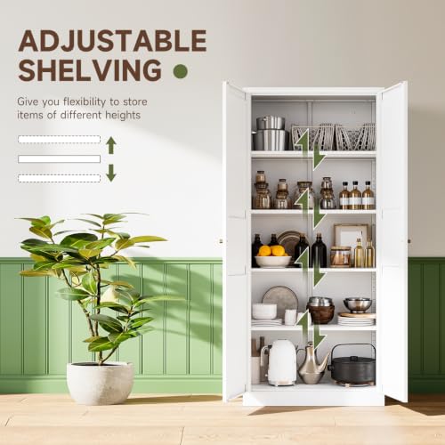 White Storage Cabinet with Adjustable Shelves