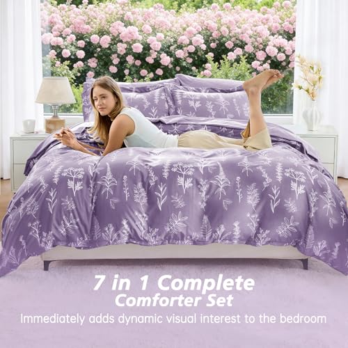 Grayish Purple Bed in a Bag Queen 7 Pieces