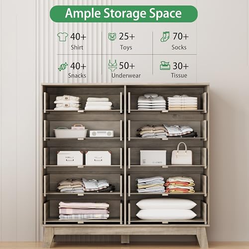 Fluted Dresser for Bedroom with 10 Drawers