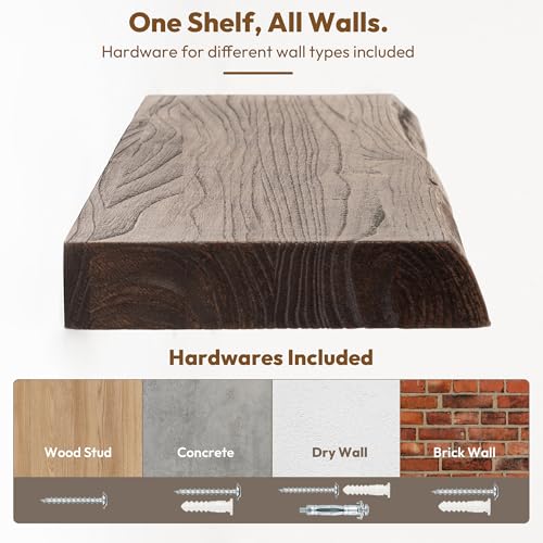 Wood Floating Shelves Live Edge 24” Set of 2 (2 Count)