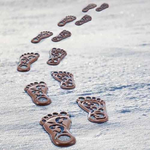 2 Sets Cast Iron Garden Stake Down Stepping Stones Feet Heavy Duty Footprint Stepping Mat Walking Stones for Garden Walkway Decor Cast Iron Flagstone Lawn Panel Walkway Landscaping Outdoor (4 Count)