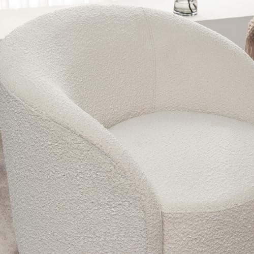 34" W Mid Century Modern Boucle Swivel Barrel Chair