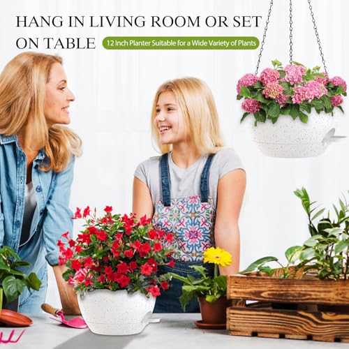 12 Inch Hanging Baskets 2 PC with Chains (2 Count)