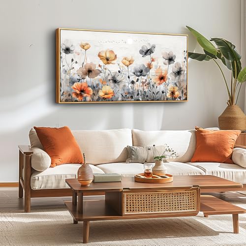 Large Wood Framed Wall Decor For Living Room Canvas Wall Art For Office Modern Wall Decorations For Bedroom Flowers Landscape Paintings Farmhouse Pictures Artwork Home Decor 24x48 In